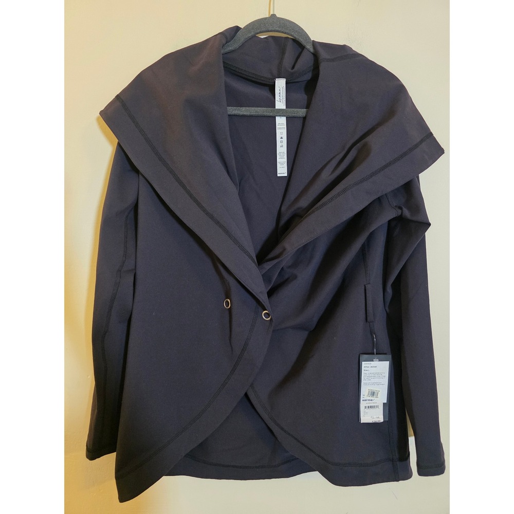 Karma Ethel Jacket Black‎ Yoga Stretch Wrap Cardigan D91003 Large NWT**No Belt**
